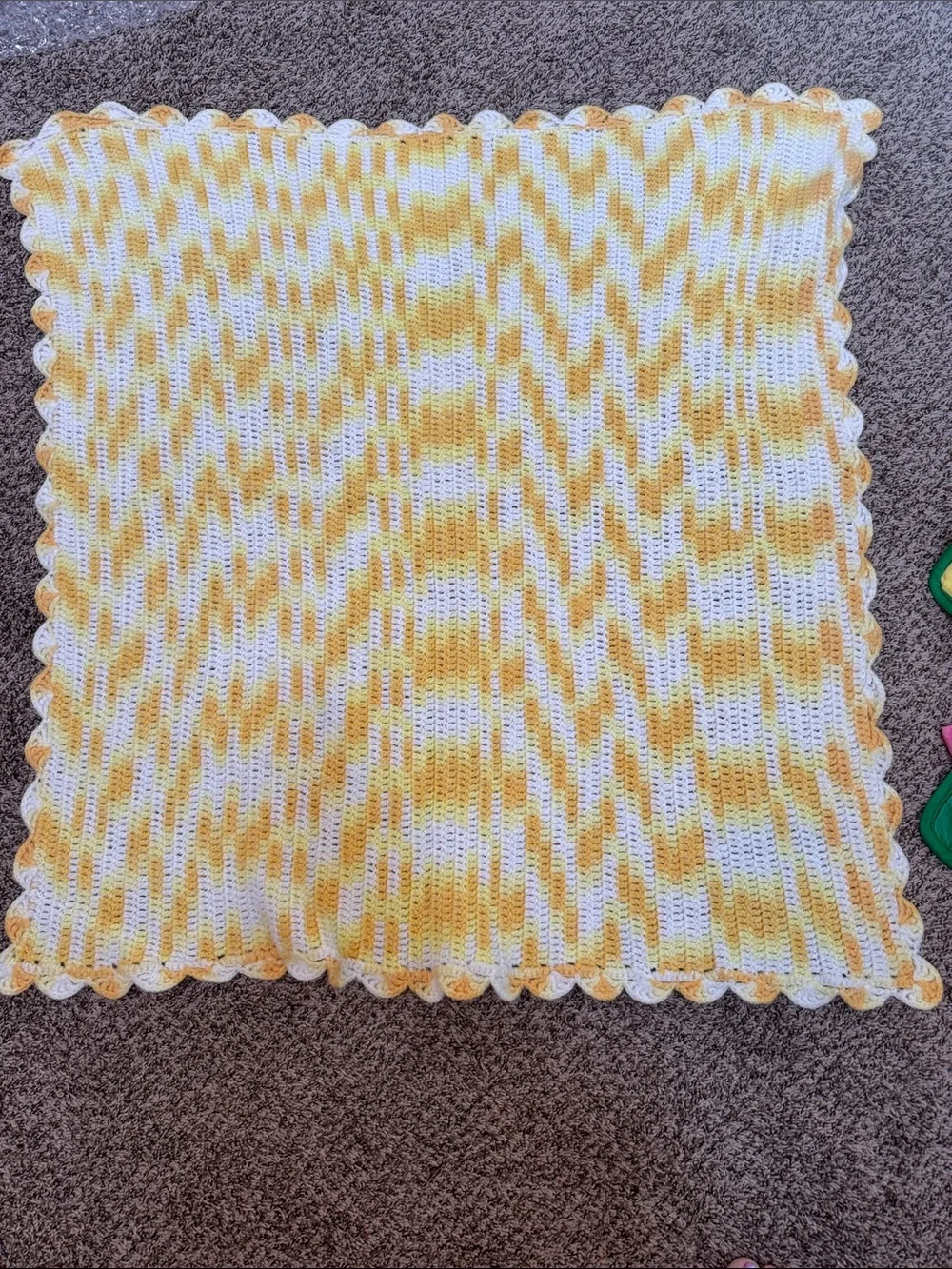 Handmade Yellow and White Crochet Baby Blanket - Soft Home Accent